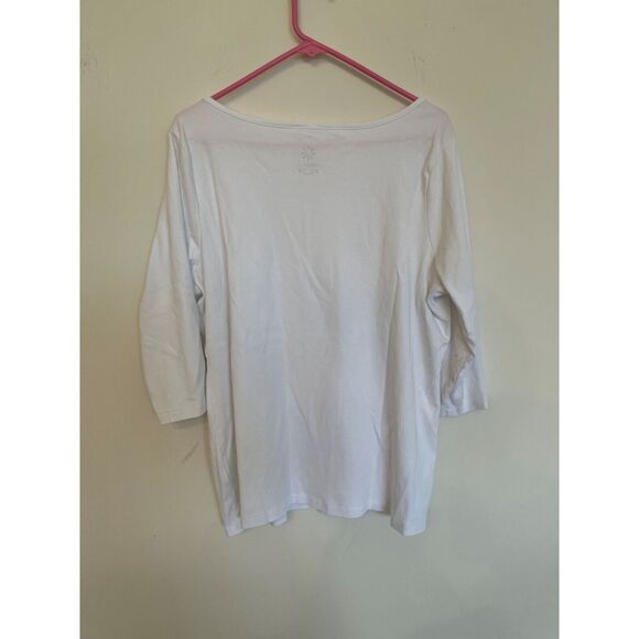 Isaac Mizrahi Life Essentials 1X Women's White Boat-Neck, Elbow Sleeve T Top - Picture 2 of 5